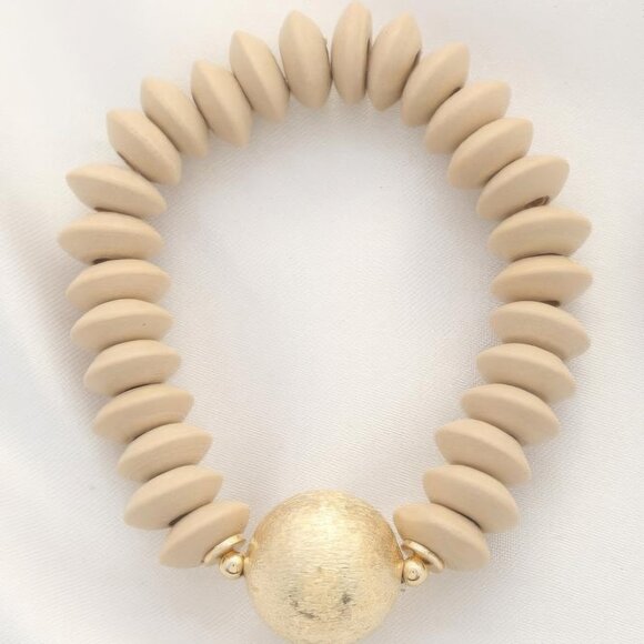 Ball Bead Wood Disc Bracelet - Picture 1 of 2